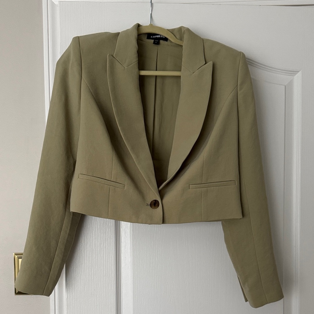 Express Olive Cropped Blazer